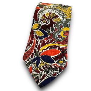 Guy Laroche 100% Silk Necktie Abstract Floral Multicolor Print Tie Made in USA